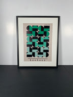 Bauhaus Green Canvas Art Piece in Modern Black Frame