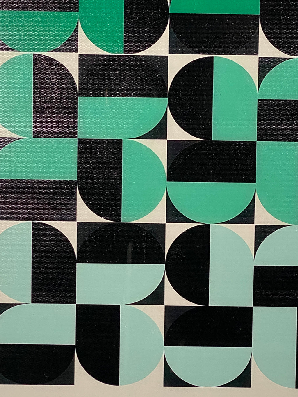 Bauhaus Green Canvas Art Piece in Modern Black Frame