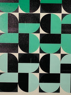 Bauhaus Green Canvas Art Piece in Modern Black Frame