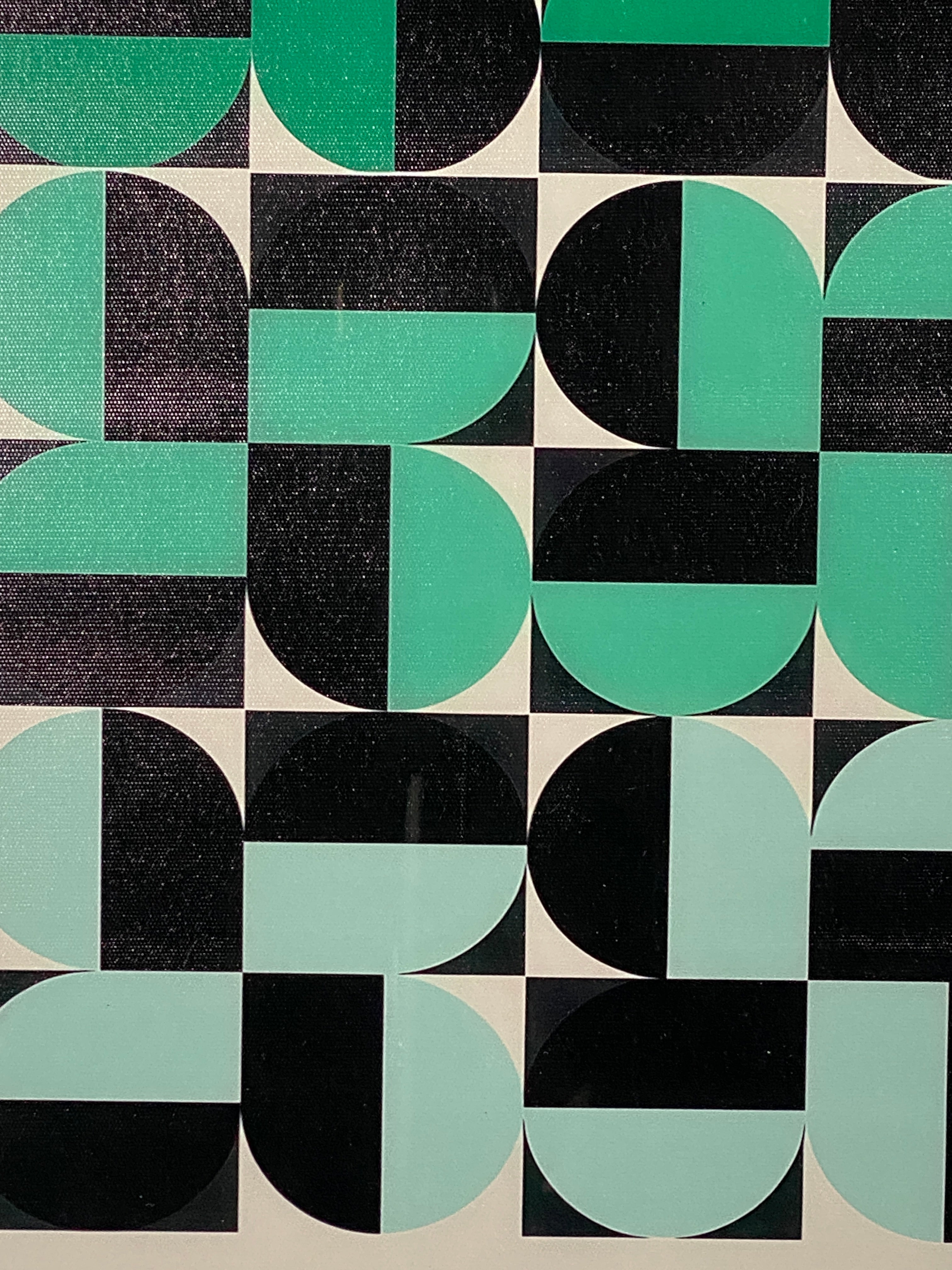 Bauhaus Green Canvas Art Piece in Modern Black Frame