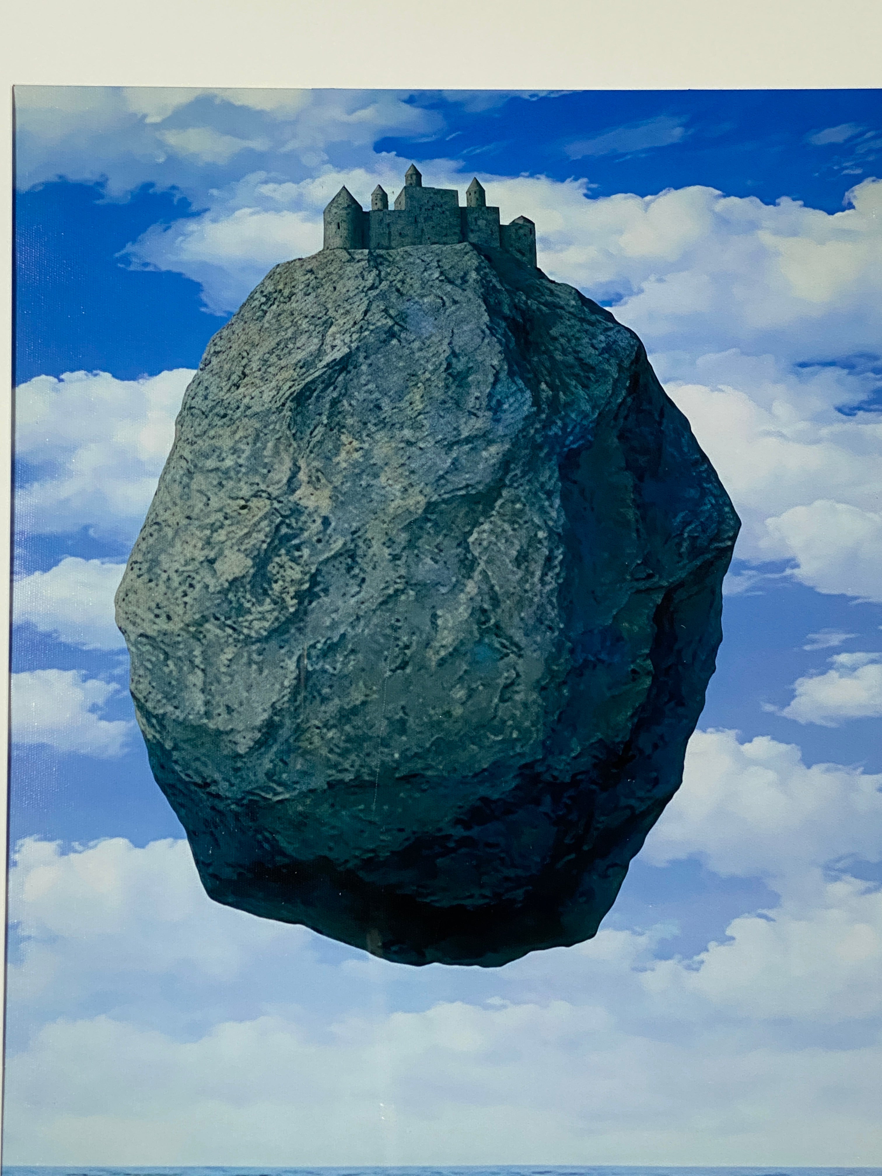 "The Castle of the Pyrenees" by Rene Magritte Canvas Art Print In Modern Black Frame