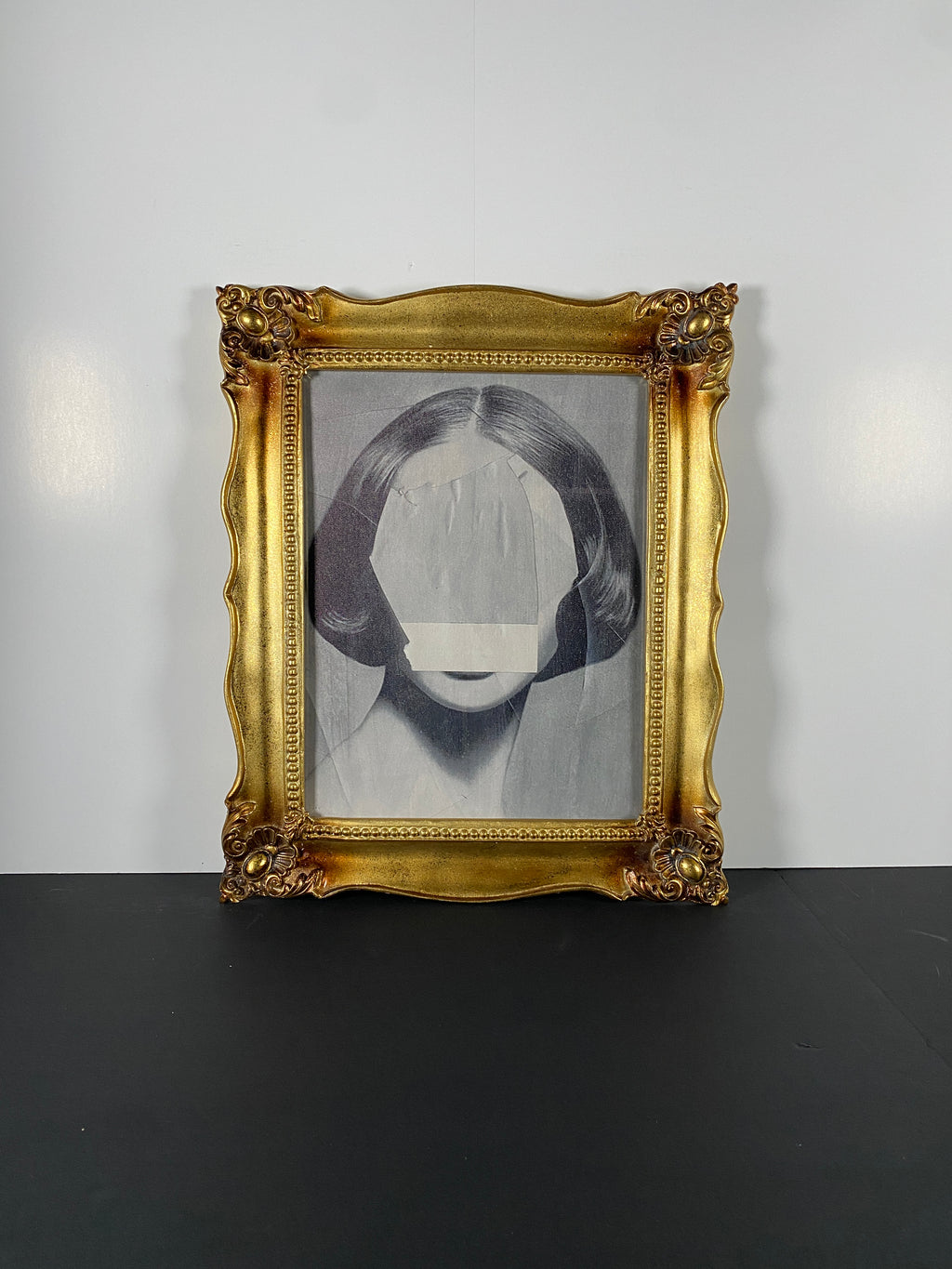 "Absent Presence" Canvas Art Piece in Vintage Gold Ornate and Heavy Frame