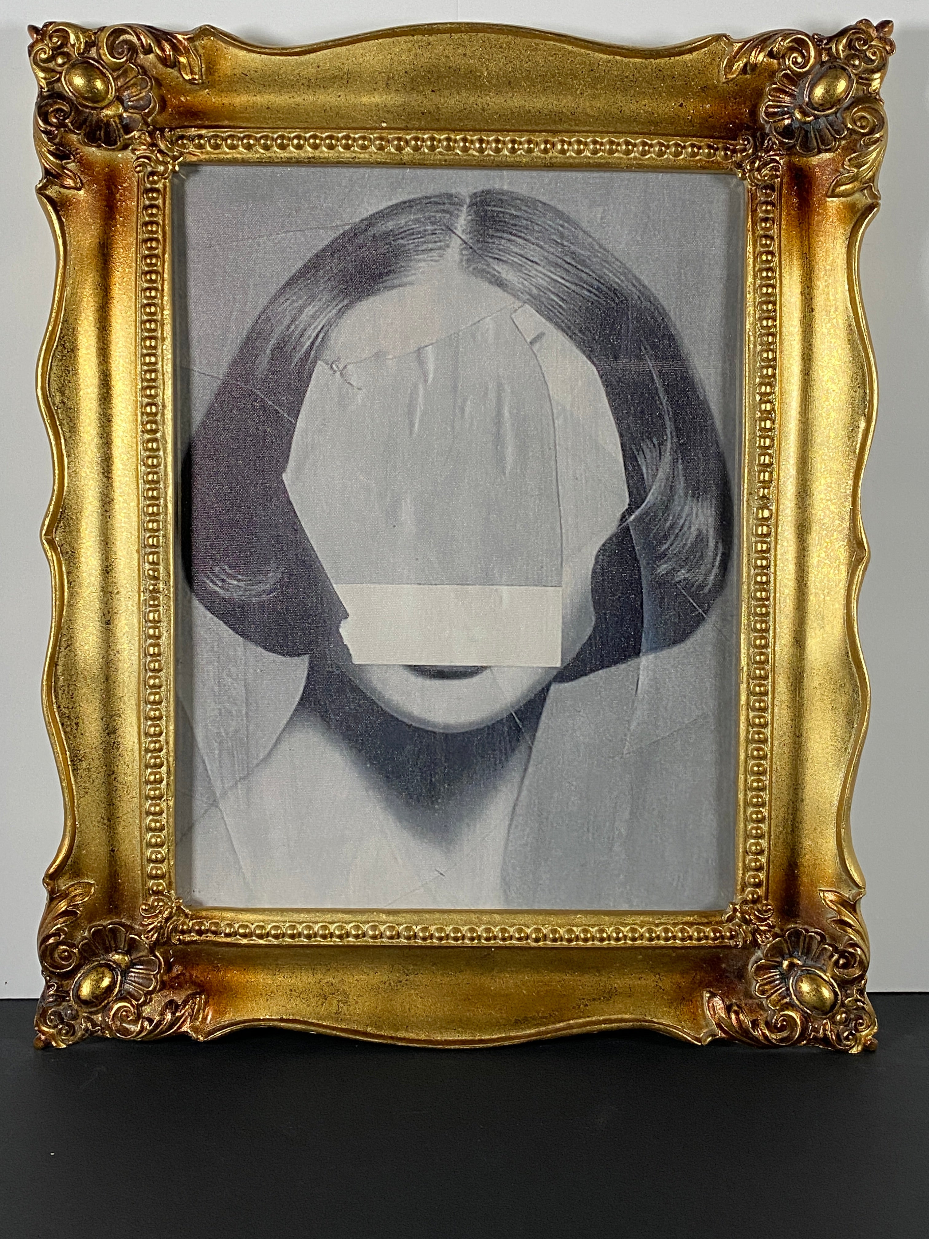 "Absent Presence" Canvas Art Piece in Vintage Gold Ornate and Heavy Frame