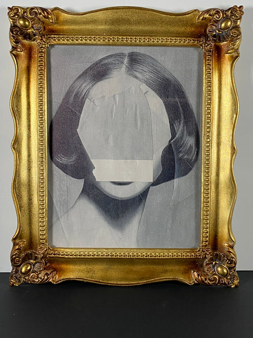 "Absent Presence" Canvas Art Piece in Vintage Gold Ornate and Heavy Frame