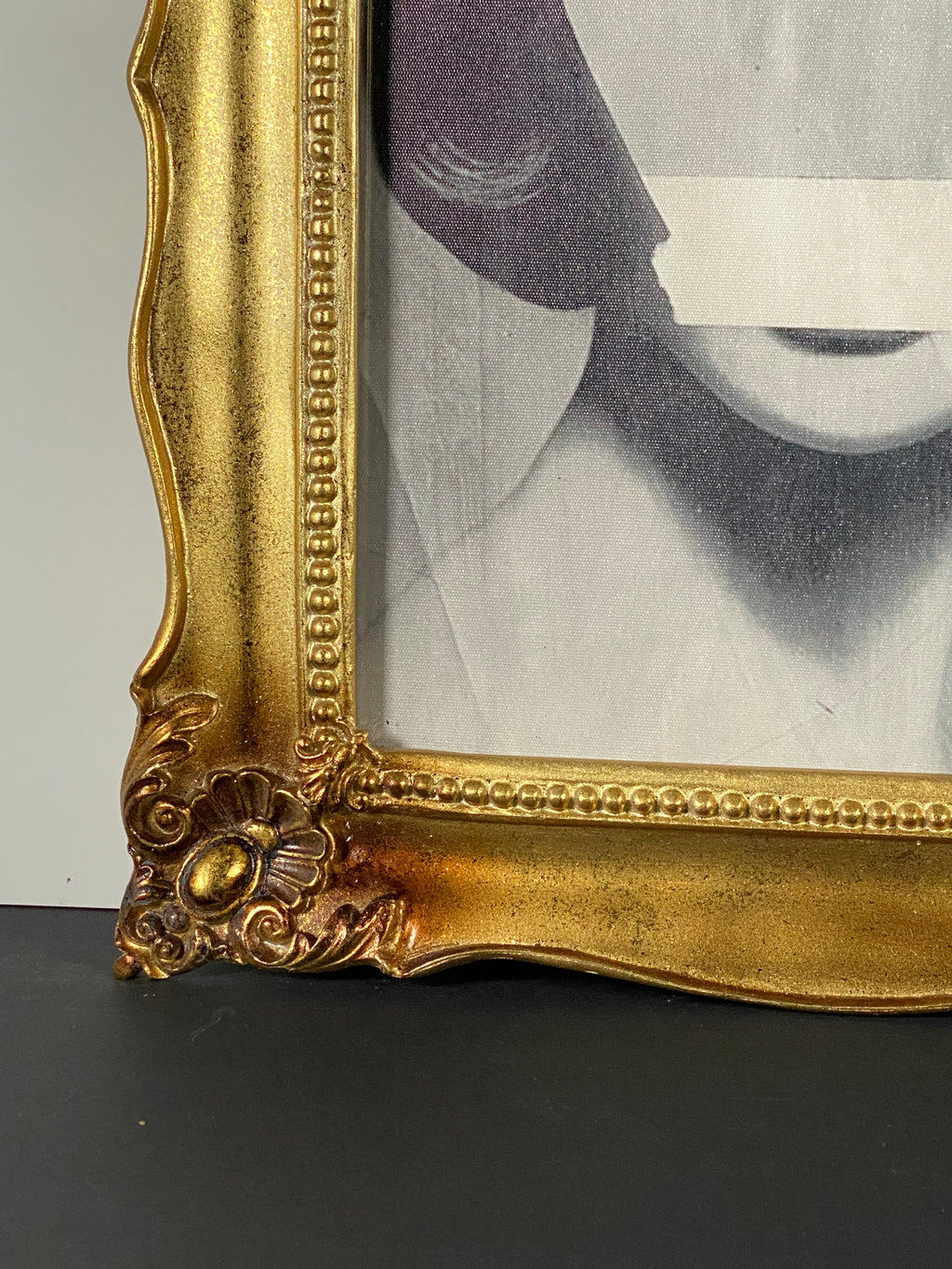 "Absent Presence" Canvas Art Piece in Vintage Gold Ornate and Heavy Frame