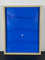 "Blue Calm" Canvas Art Piece in Light Wood Frame