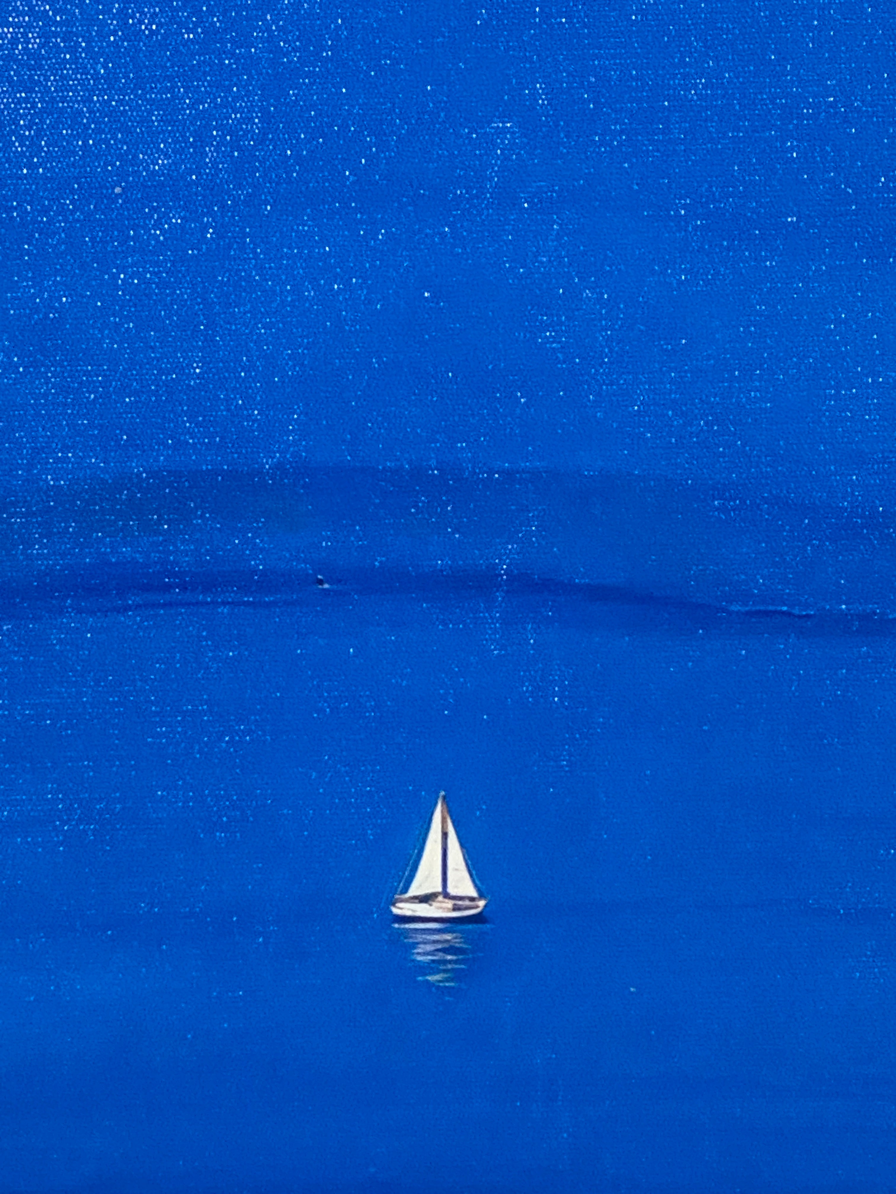 "Blue Calm" Canvas Art Piece in Light Wood Frame