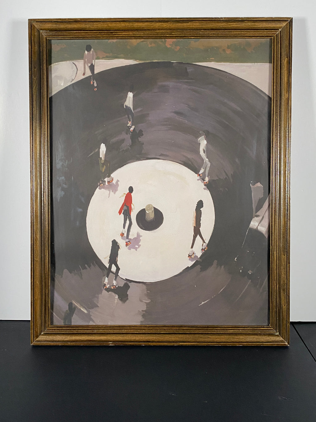 "In the Groove" Canvas Art Piece in Vintage Dark Wood Frame