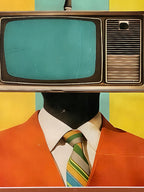 "Static Identity" Canvas Art Piece in Vintage Wood and Metal Frame