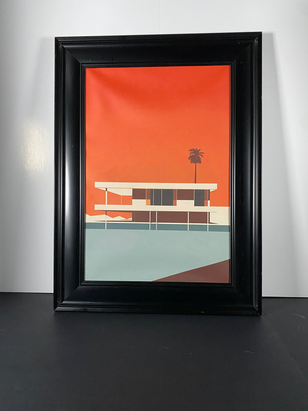 "Farnsworth Sunset" Canvas Art in Vintage Black Frame