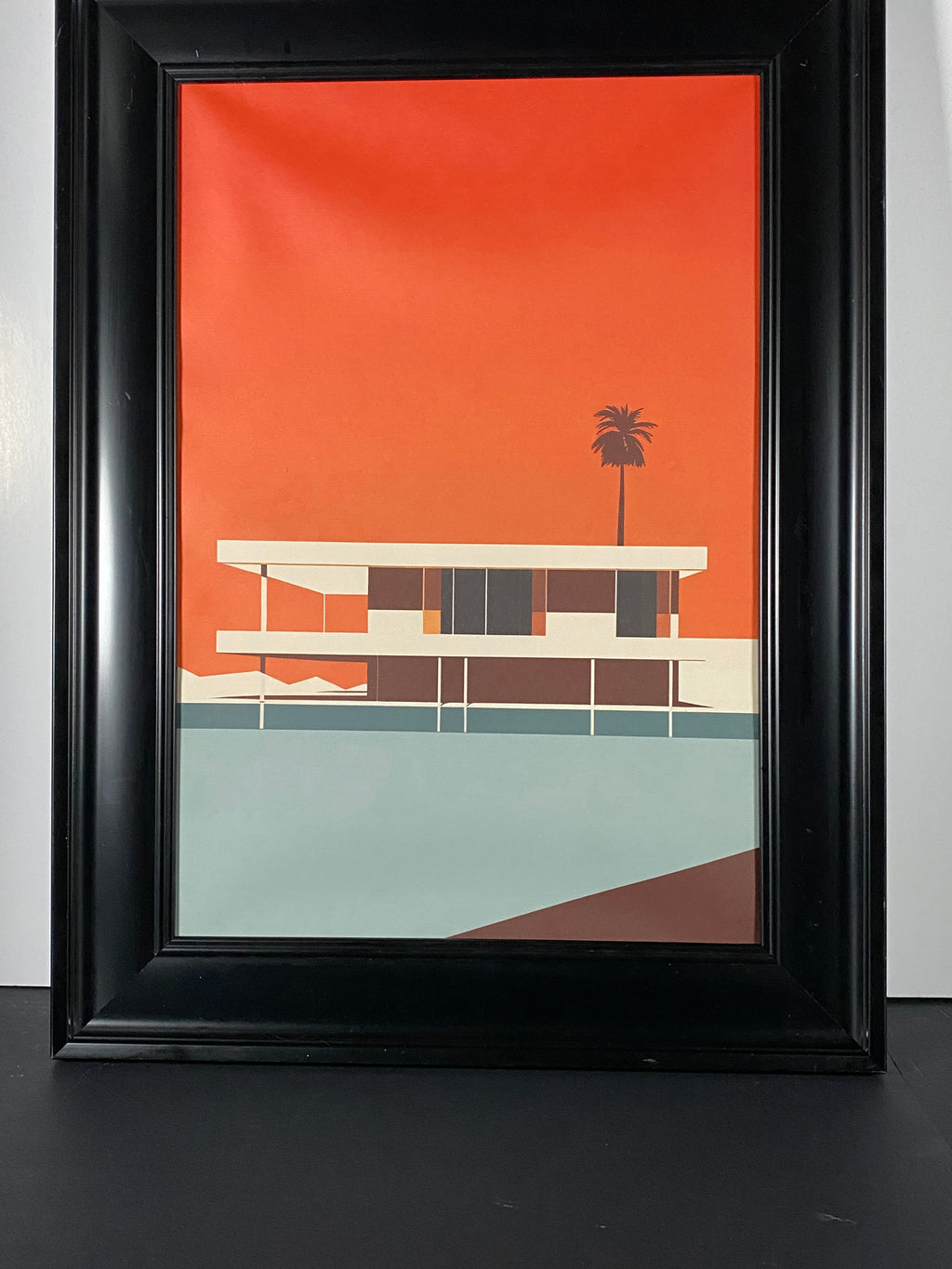 "Farnsworth Sunset" Canvas Art in Vintage Black Frame