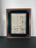 "Due Date" Canvas Art Piece in Vintage Wood Frame with Gold Inlays in Glass