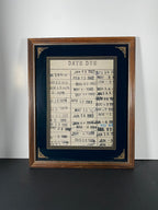 "Due Date" Canvas Art Piece in Vintage Wood Frame with Gold Inlays in Glass