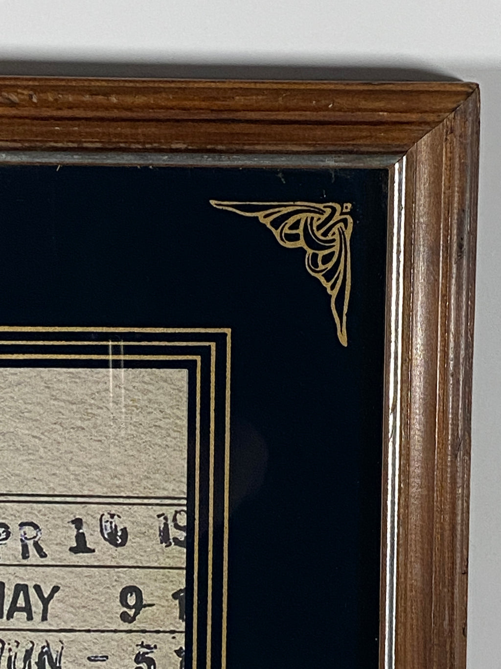 "Due Date" Canvas Art Piece in Vintage Wood Frame with Gold Inlays in Glass