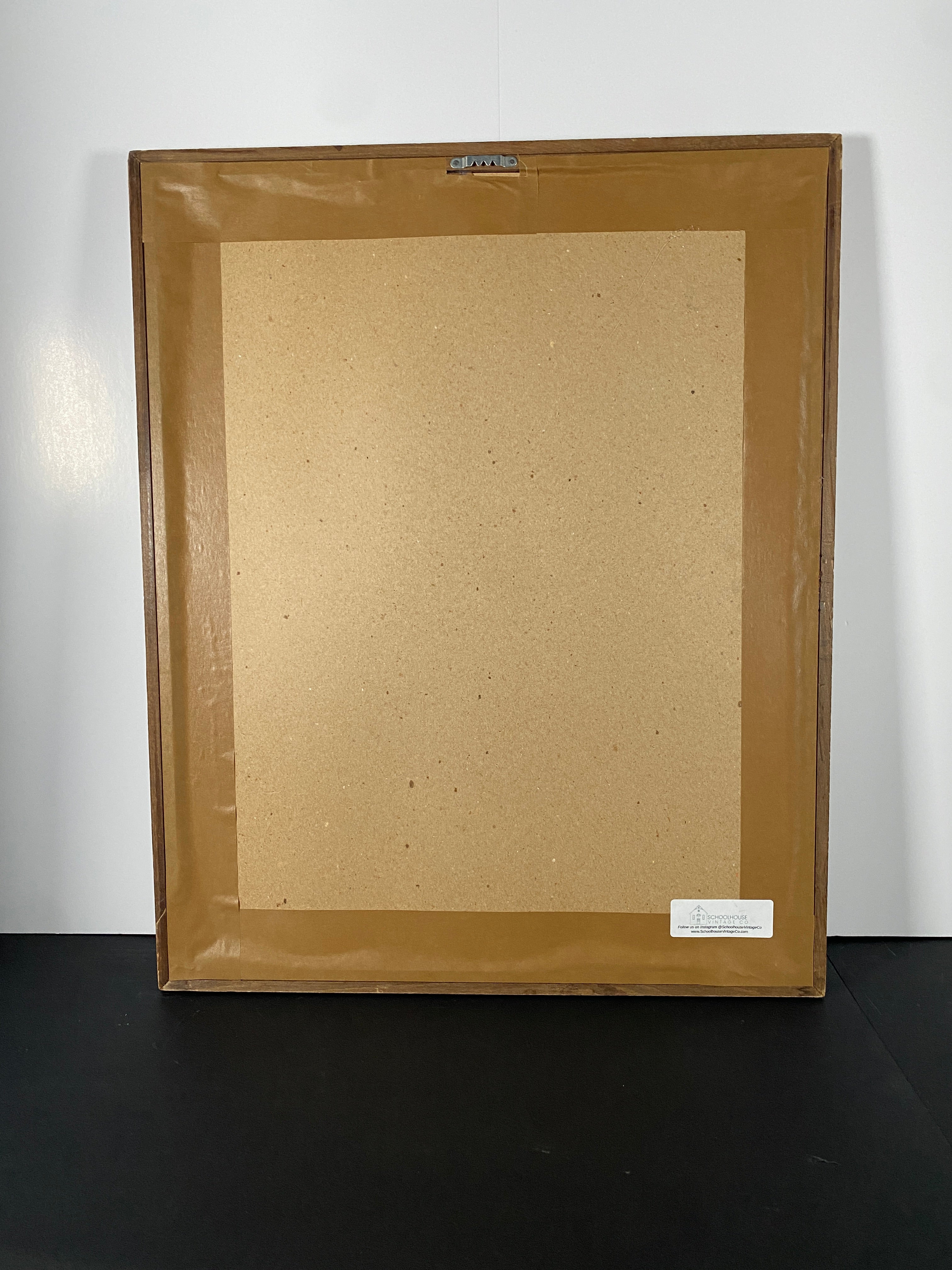 "Due Date" Canvas Art Piece in Vintage Wood Frame with Gold Inlays in Glass