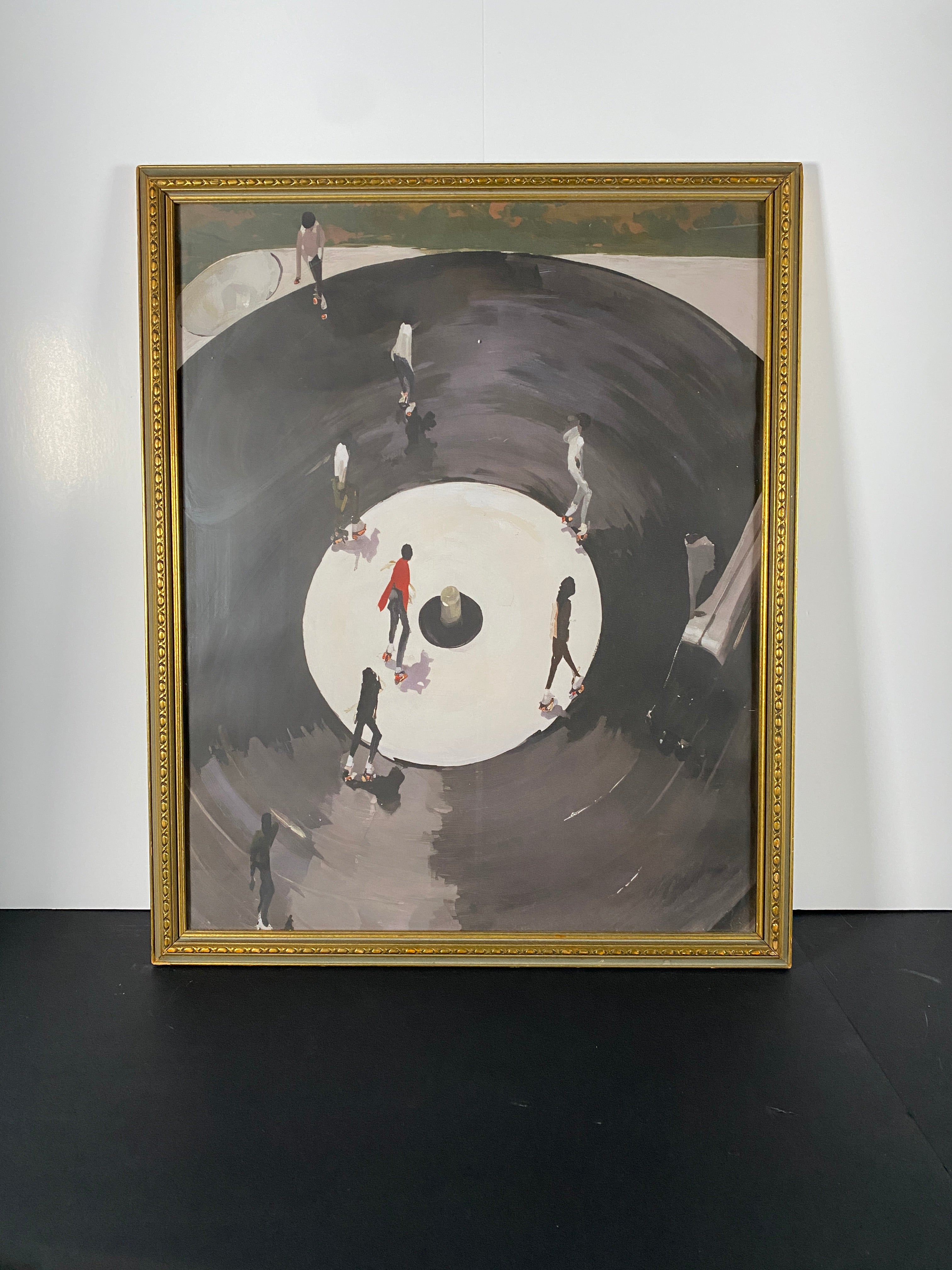 "In the Groove" Canvas Art Piece in Vintage Gold and Glass Frame