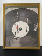 "In the Groove" Canvas Art Piece in Vintage Gold and Glass Frame