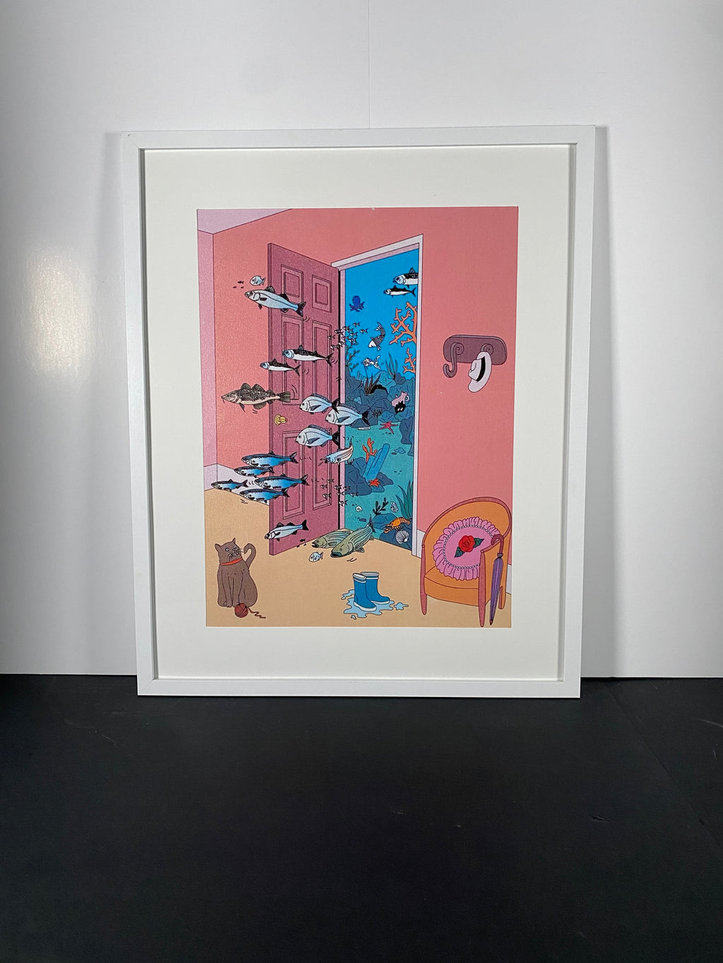 "Open Water" Canvas Art Piece in Modern White Frame