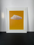 "Golden Silence" Canvas Art Piece in Modern White Frame