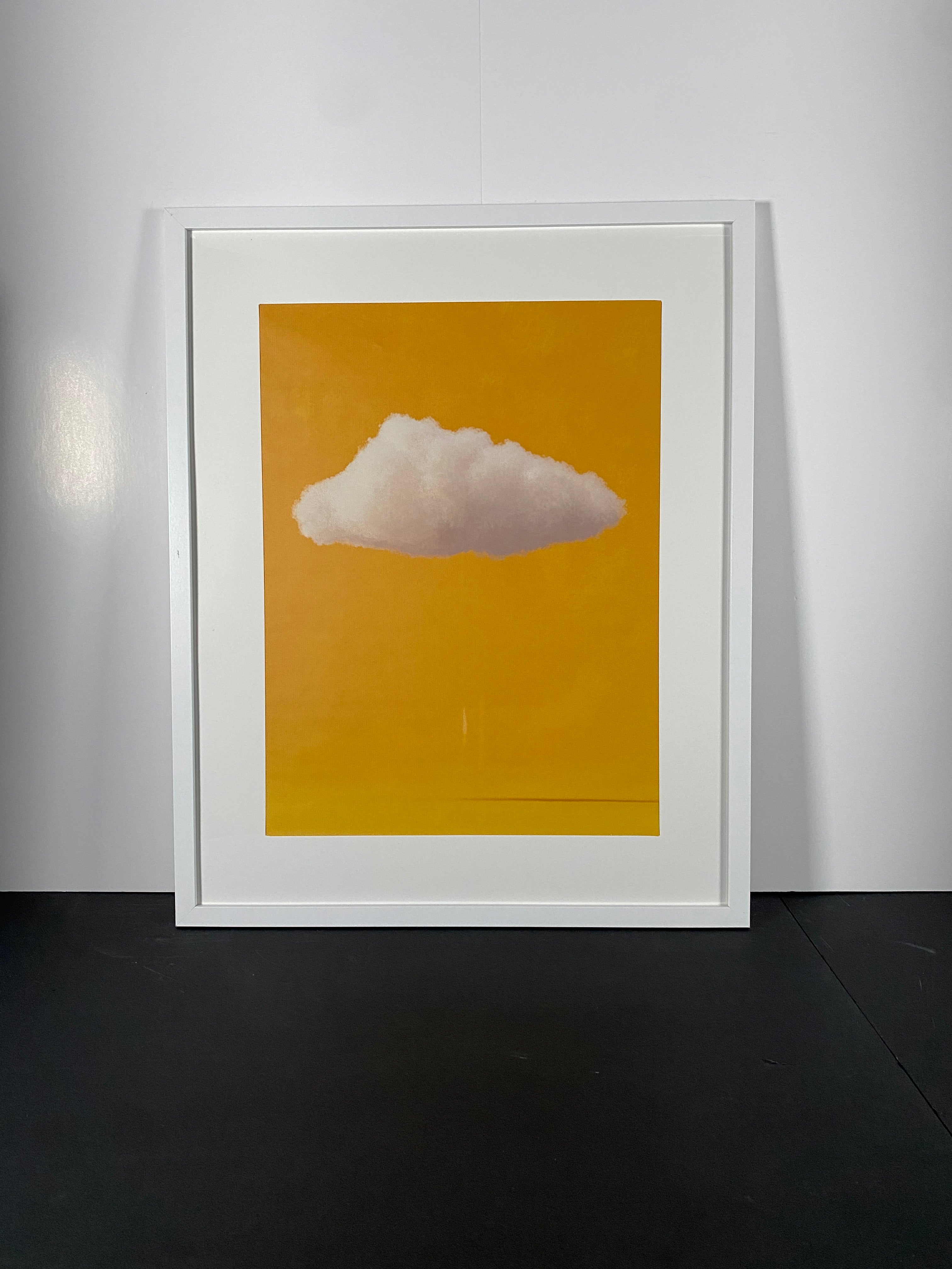 "Golden Silence" Canvas Art Piece in Modern White Frame