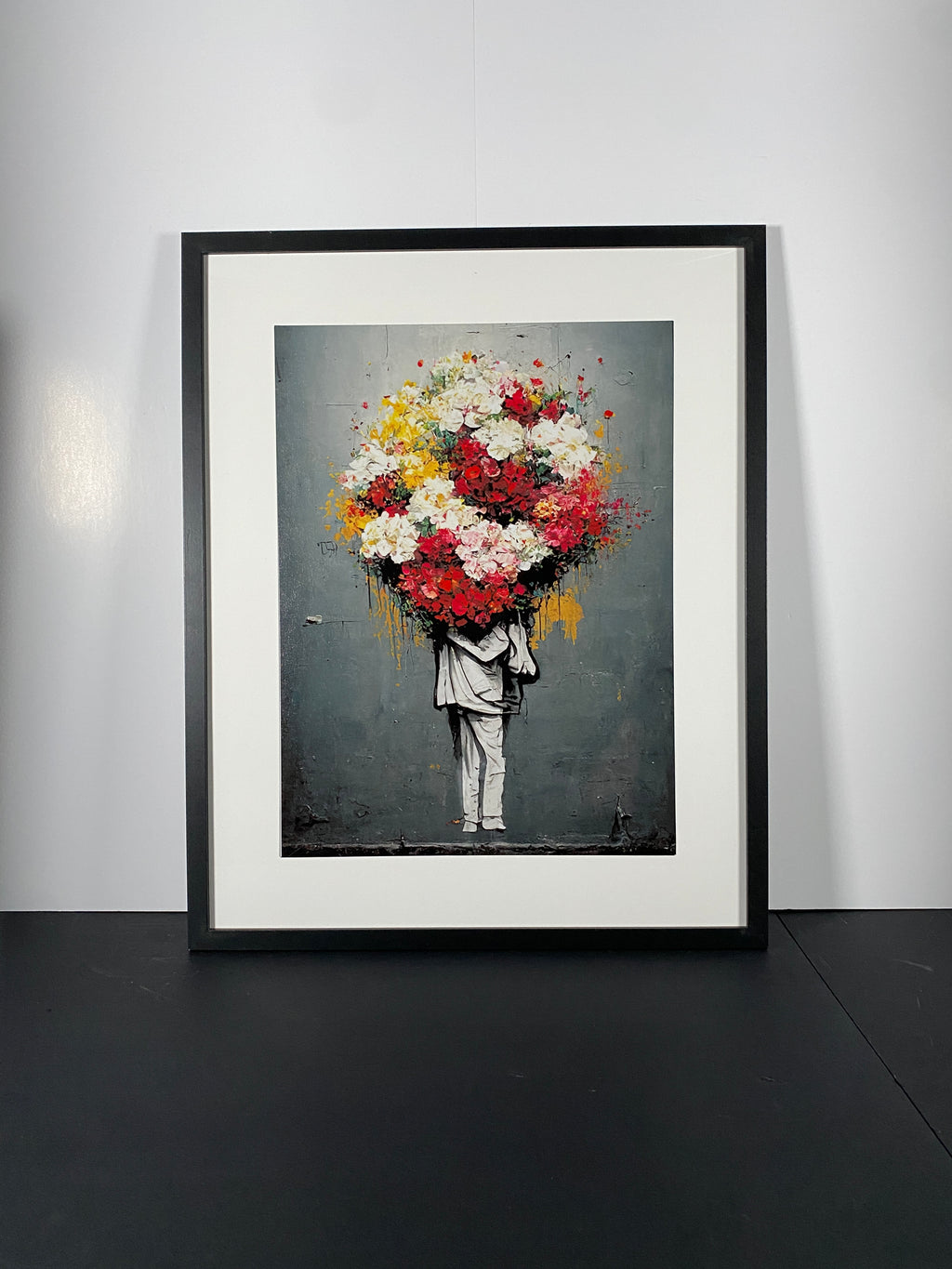 "Carrying Hope" Art Piece in Modern Black Frame
