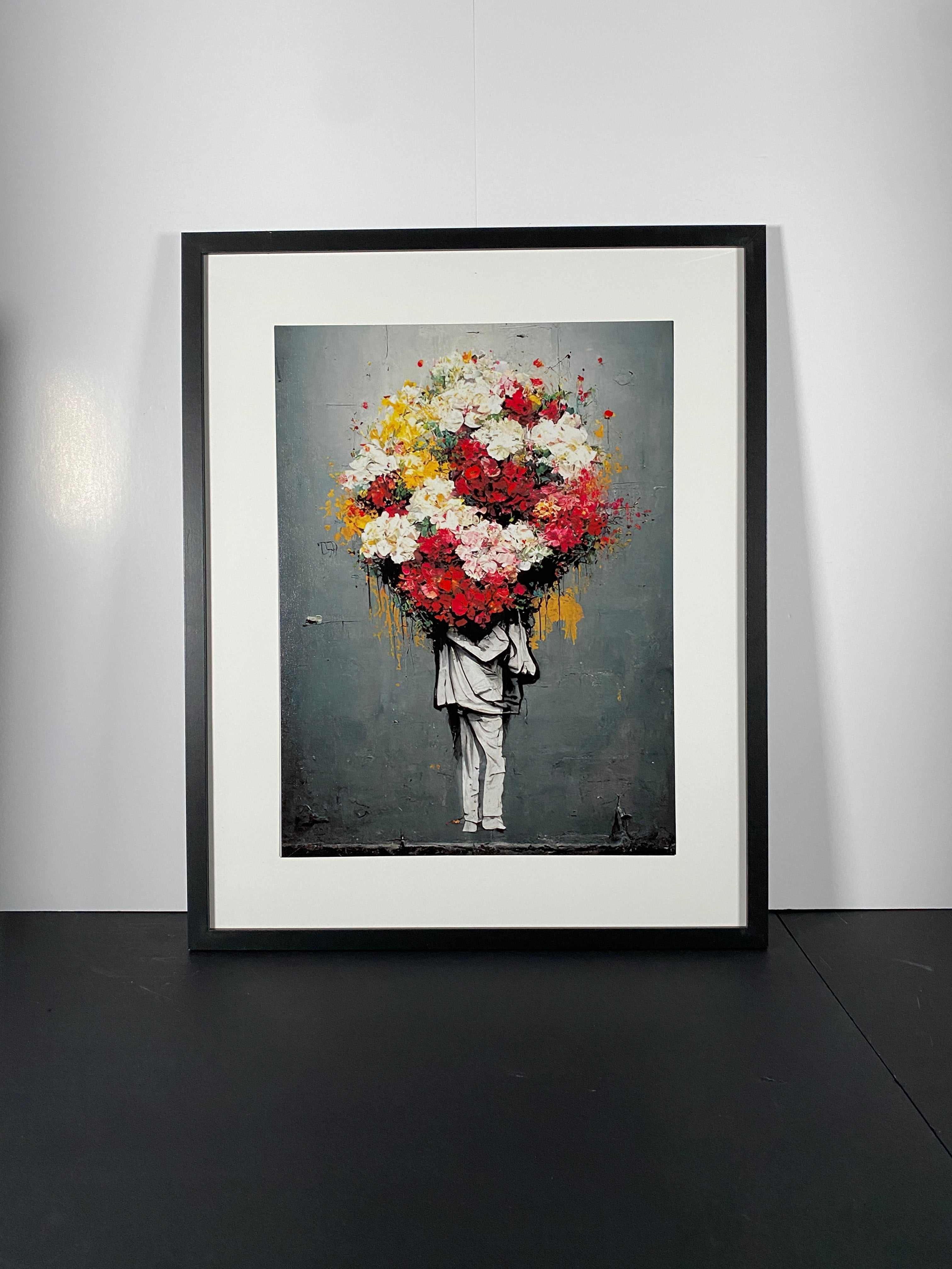 "Carrying Hope" Art Piece in Modern Black Frame