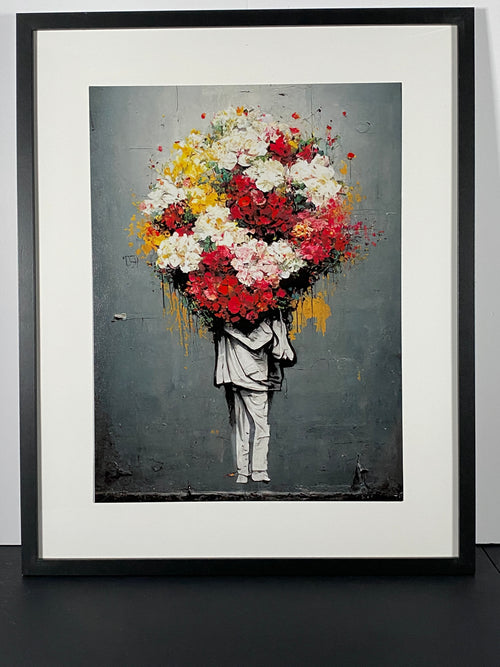 "Carrying Hope" Art Piece in Modern Black Frame