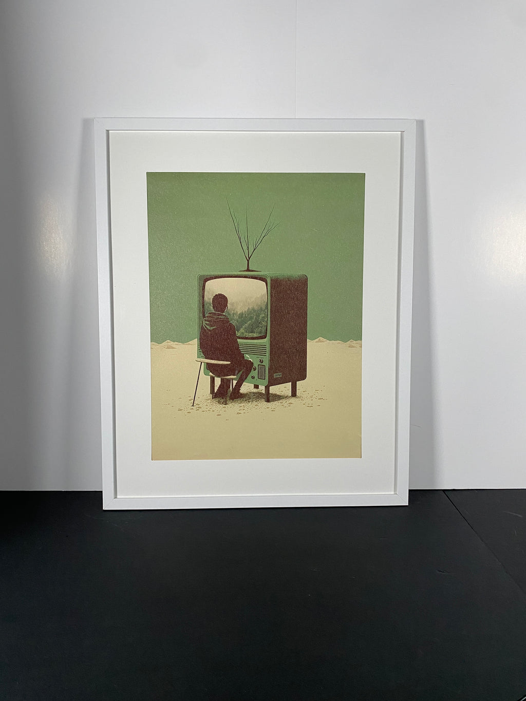 "Signal to Silence" Canvas Art Piece in Modern White Frame