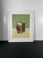"Signal to Silence" Canvas Art Piece in Modern White Frame
