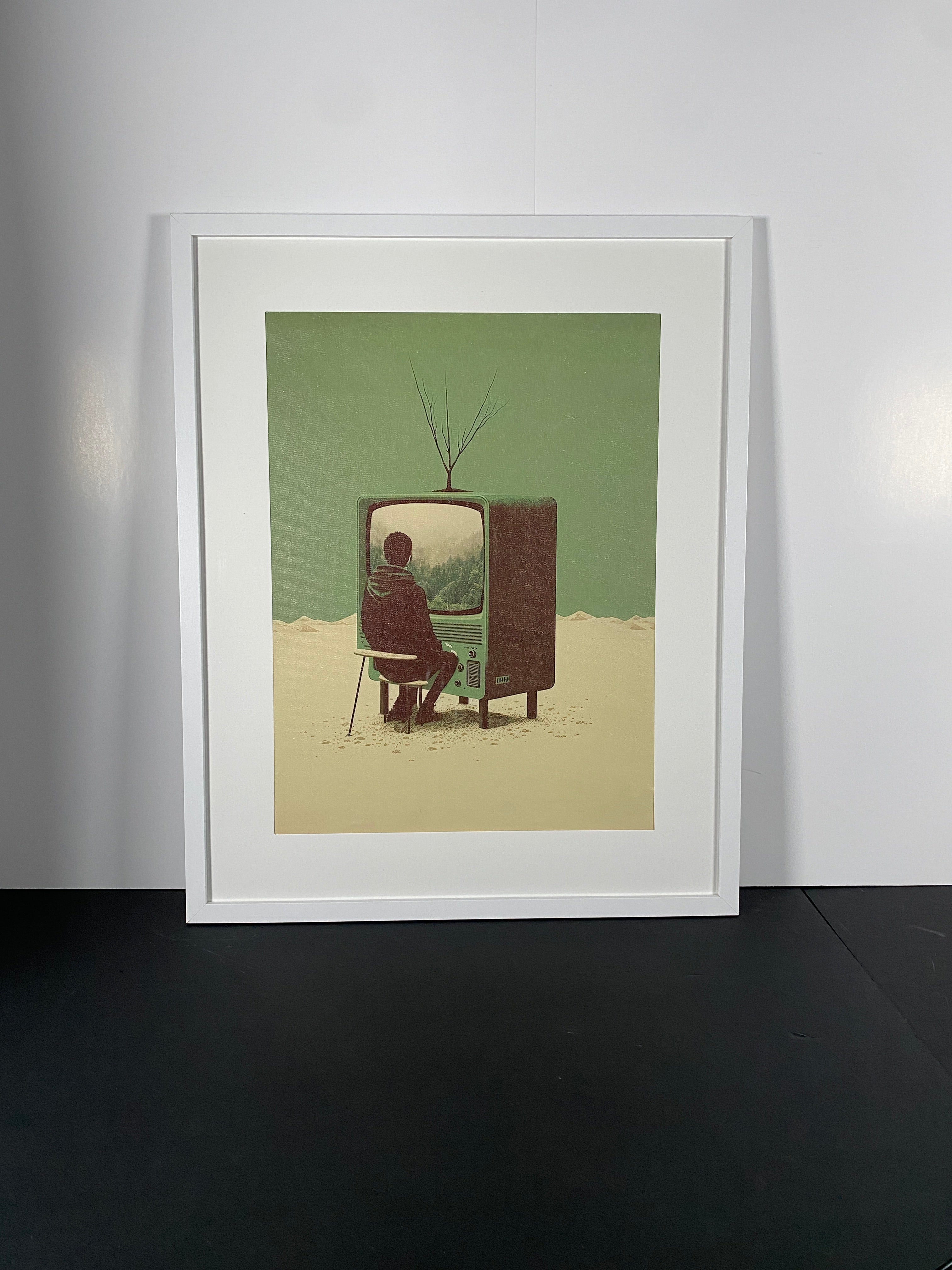 "Signal to Silence" Canvas Art Piece in Modern White Frame