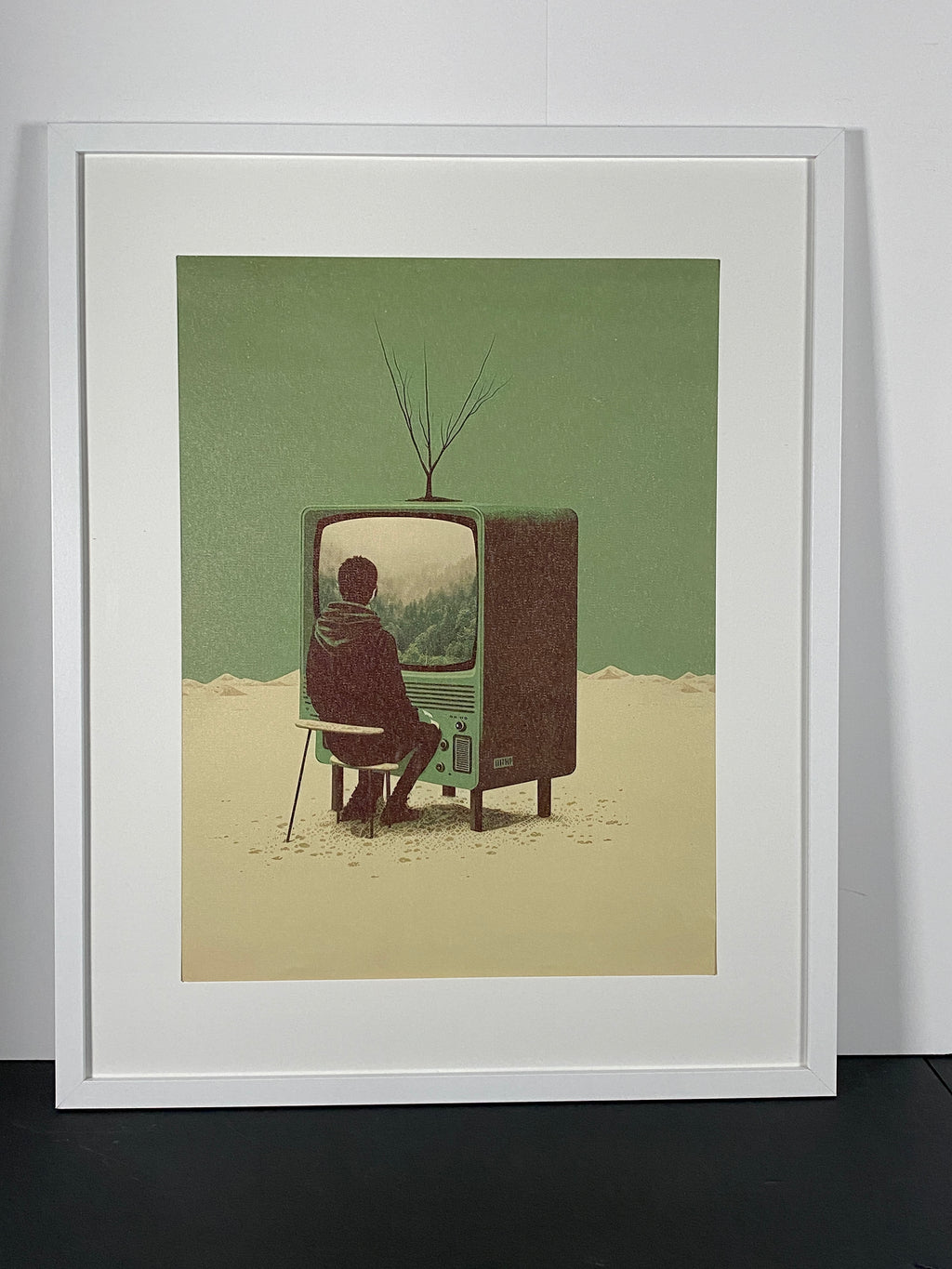 "Signal to Silence" Canvas Art Piece in Modern White Frame