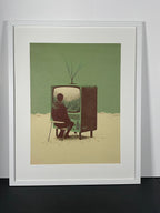 "Signal to Silence" Canvas Art Piece in Modern White Frame