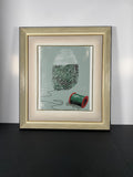 "Thread of Identity" Canvas Art Piece in Vintage Beige and Black Wood and Glass Frame