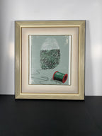 "Thread of Identity" Canvas Art Piece in Vintage Beige and Black Wood and Glass Frame