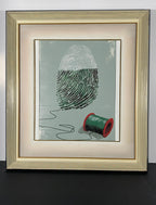 "Thread of Identity" Canvas Art Piece in Vintage Beige and Black Wood and Glass Frame