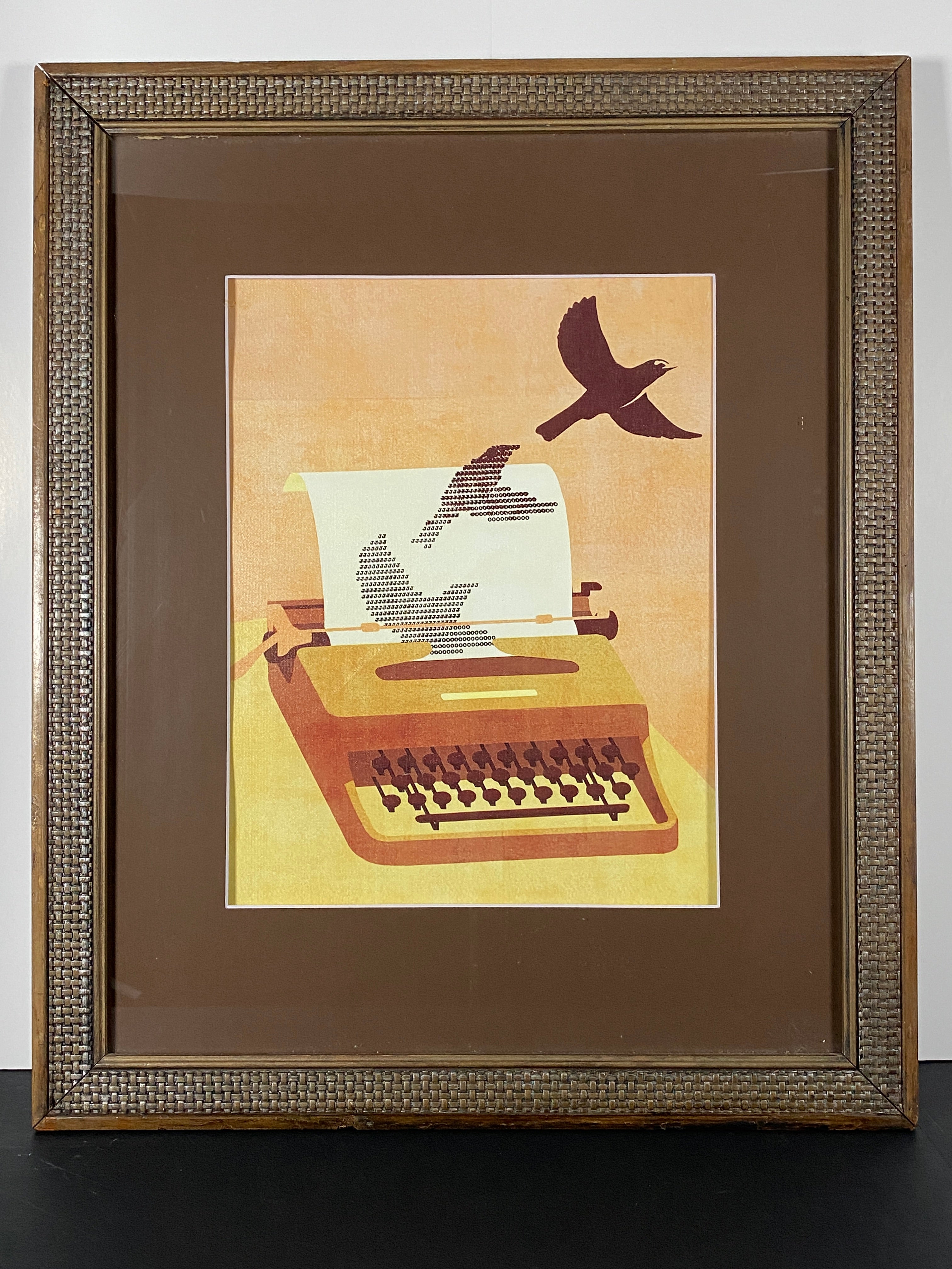 "Written Flight" Canvas Art Piece in Vintage Wood Frame