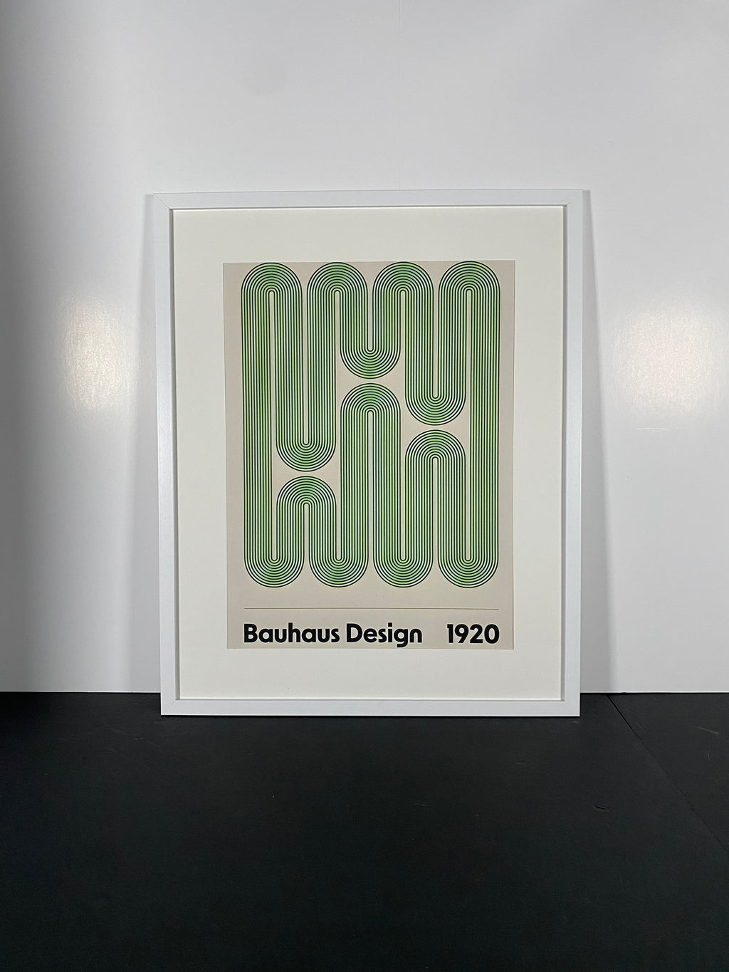 Green Bauhaus Movement Canvas Art Piece in Modern White Frame