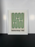 Green Bauhaus Movement Canvas Art Piece in Modern White Frame
