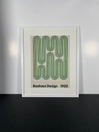 Green Bauhaus Movement Canvas Art Piece in Modern White Frame