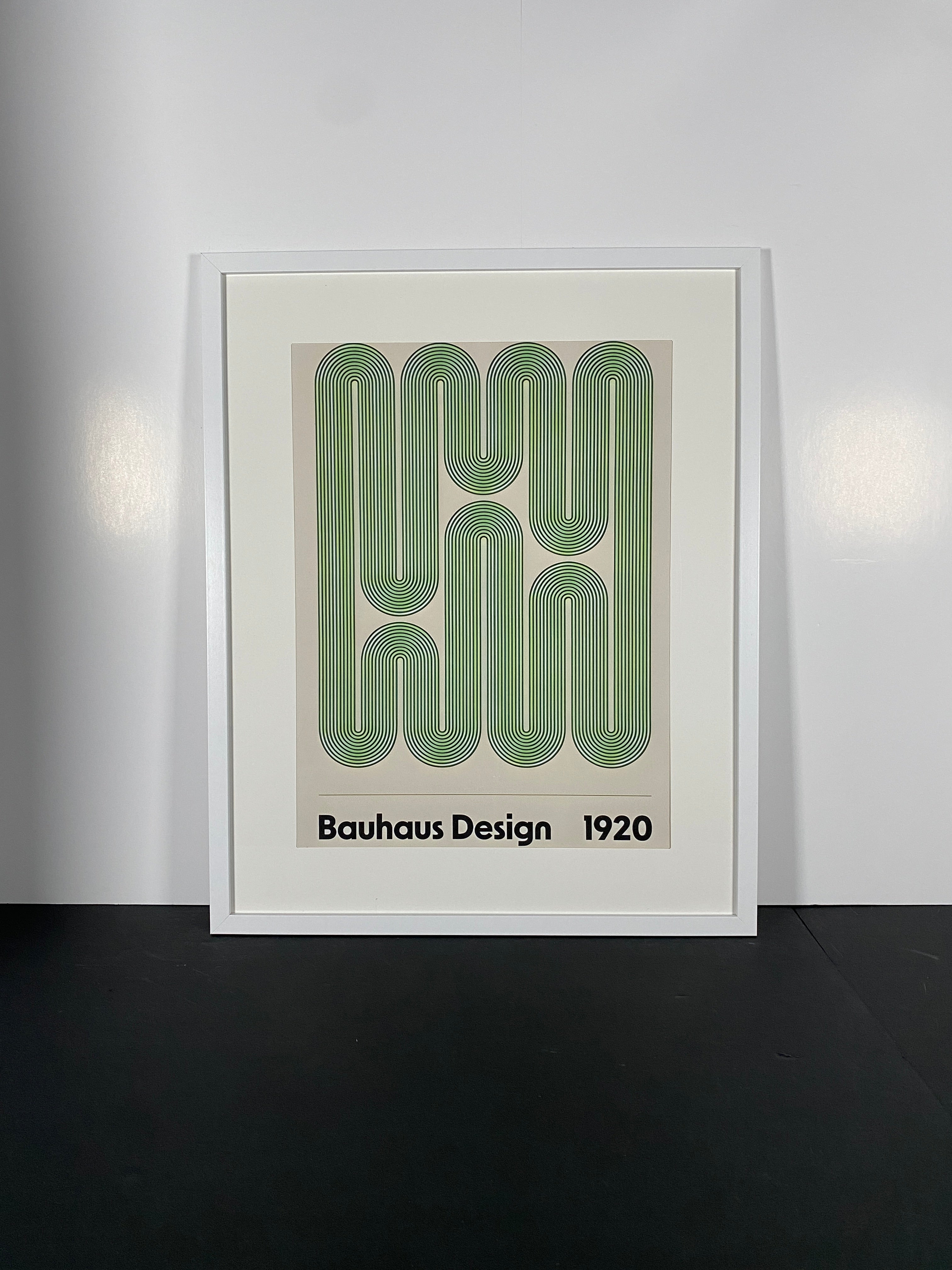 Green Bauhaus Movement Canvas Art Piece in Modern White Frame