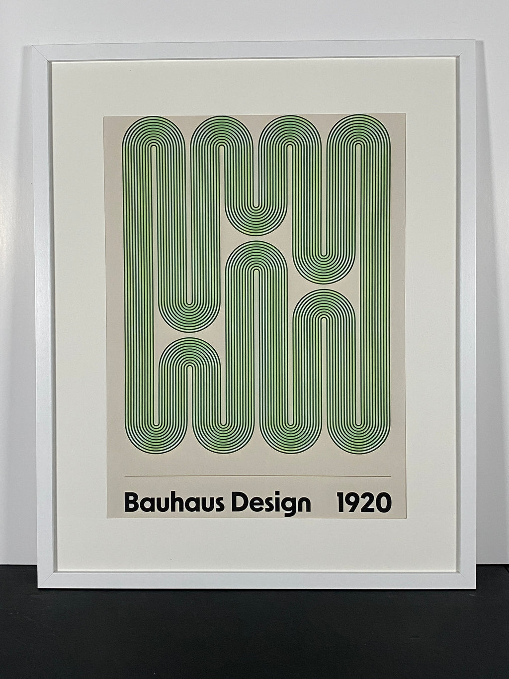 Green Bauhaus Movement Canvas Art Piece in Modern White Frame
