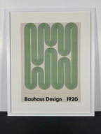 Green Bauhaus Movement Canvas Art Piece in Modern White Frame