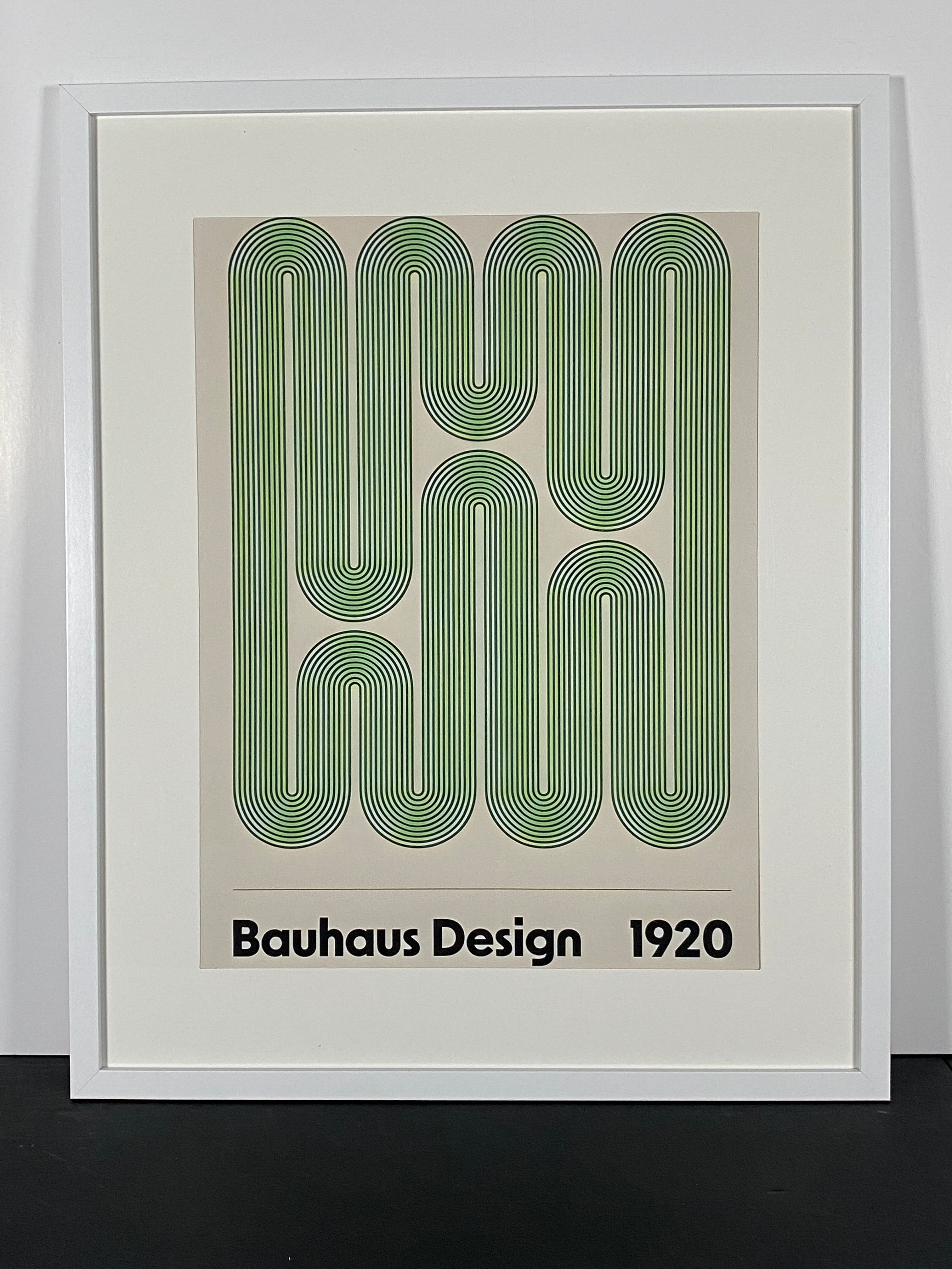 Green Bauhaus Movement Canvas Art Piece in Modern White Frame