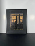 "Table For Two" Canvas Art Piece in Modern Black Frame.