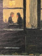 "Table For Two" Canvas Art Piece in Modern Black Frame.