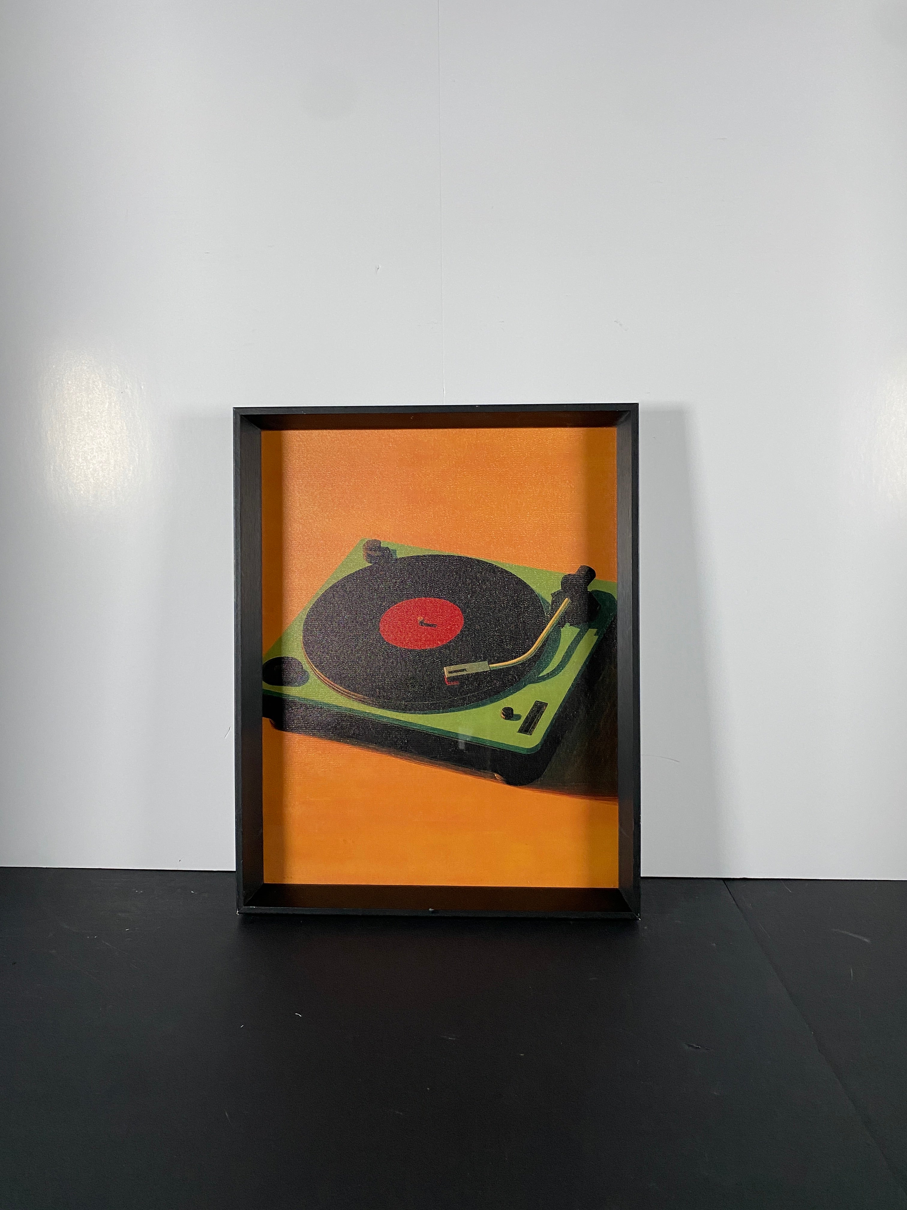 "Retro Record" Canvas Art Piece in Black Vintage Frame