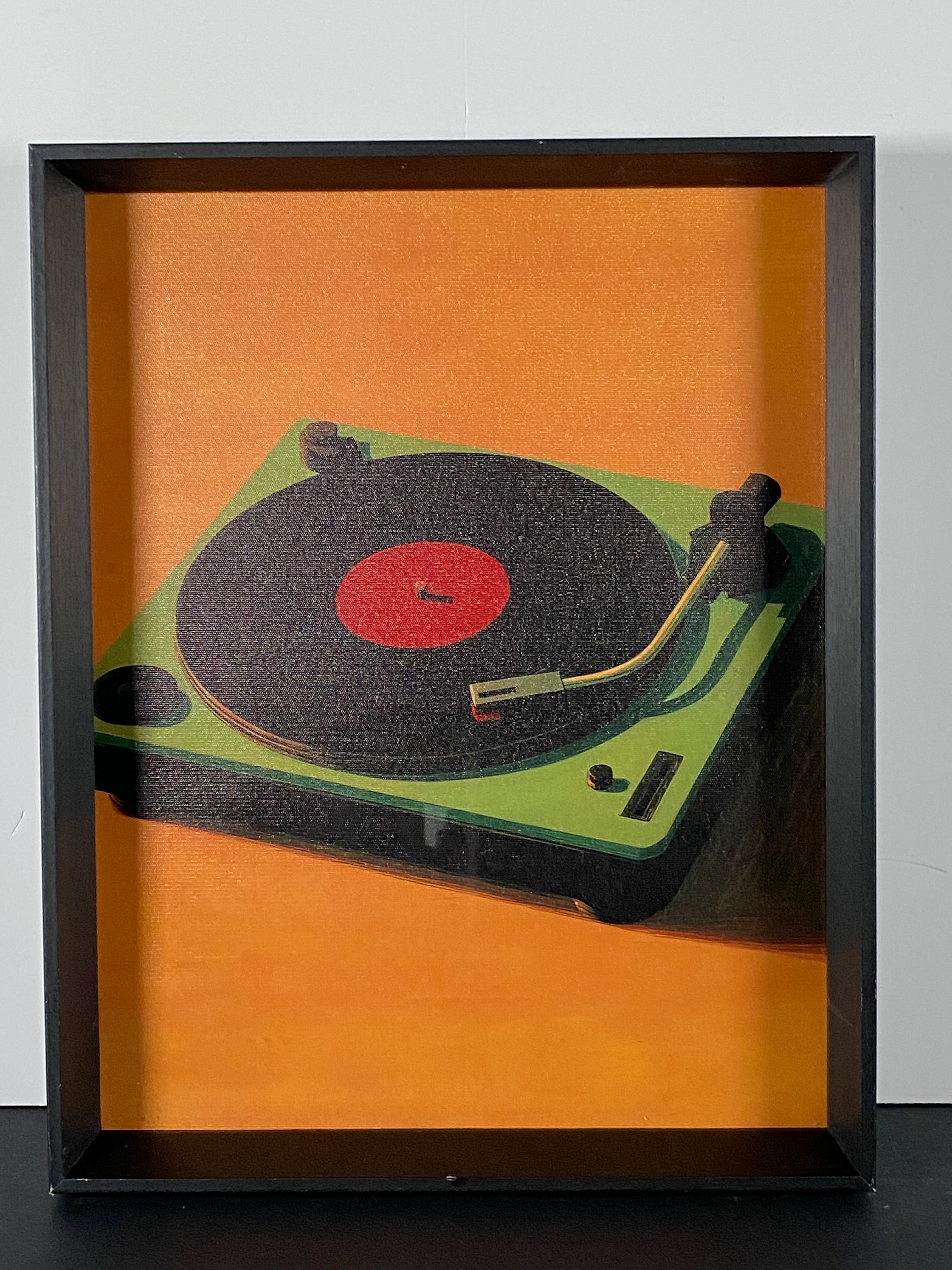 "Retro Record" Canvas Art Piece in Black Vintage Frame