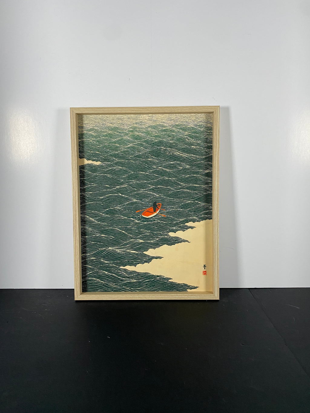 "Adrift" Canvas Art Piece in Light Wood Canvas Floater Frame