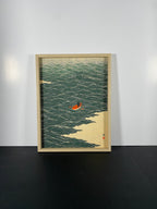 "Adrift" Canvas Art Piece in Light Wood Canvas Floater Frame