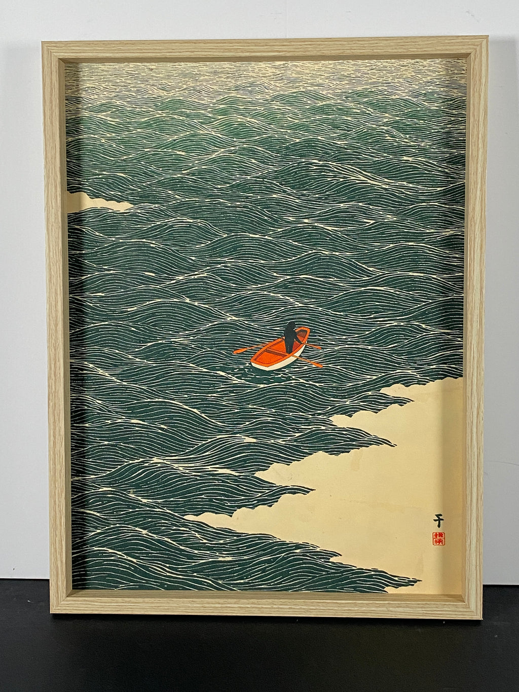 "Adrift" Canvas Art Piece in Light Wood Canvas Floater Frame